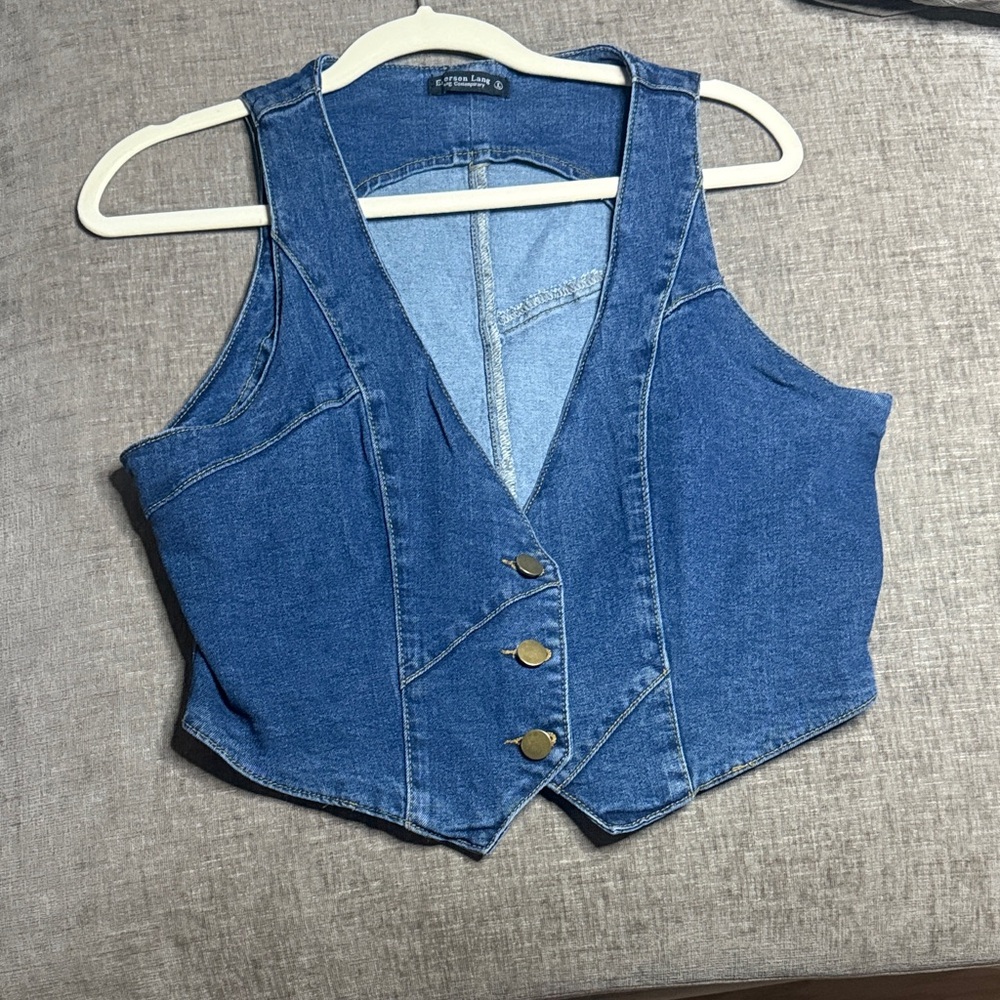 Casual Blue Denim Crop Top